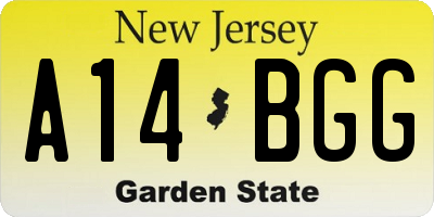 NJ license plate A14BGG