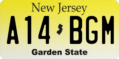 NJ license plate A14BGM
