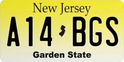 NJ license plate A14BGS