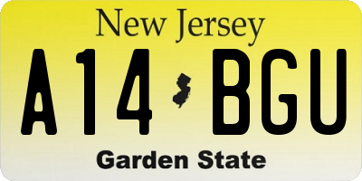 NJ license plate A14BGU