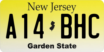 NJ license plate A14BHC