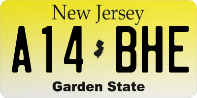 NJ license plate A14BHE