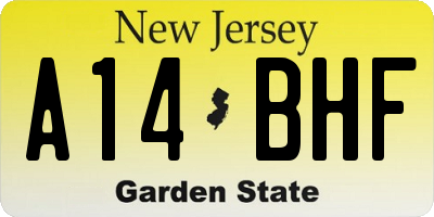 NJ license plate A14BHF