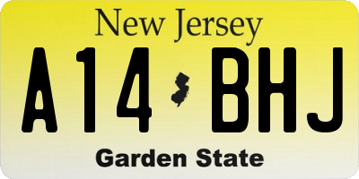 NJ license plate A14BHJ