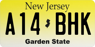 NJ license plate A14BHK