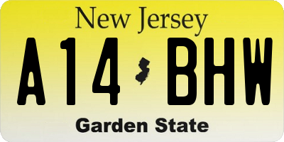NJ license plate A14BHW