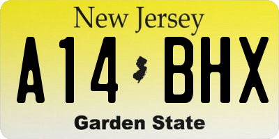 NJ license plate A14BHX