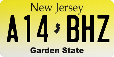 NJ license plate A14BHZ