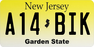 NJ license plate A14BIK