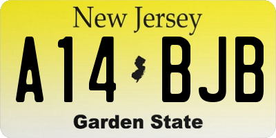 NJ license plate A14BJB