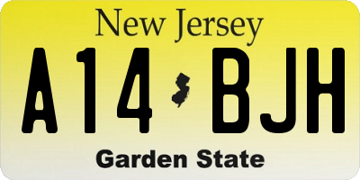 NJ license plate A14BJH