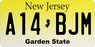 NJ license plate A14BJM