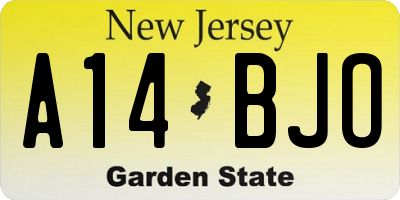 NJ license plate A14BJO