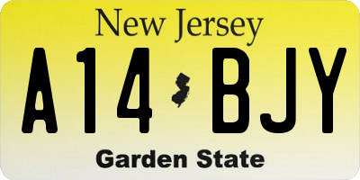 NJ license plate A14BJY