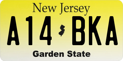 NJ license plate A14BKA