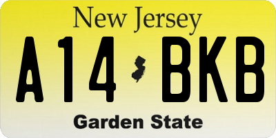 NJ license plate A14BKB