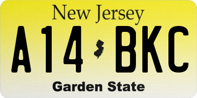 NJ license plate A14BKC