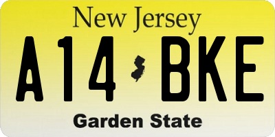 NJ license plate A14BKE