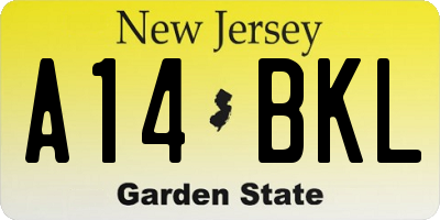 NJ license plate A14BKL