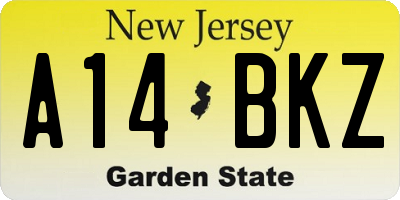 NJ license plate A14BKZ