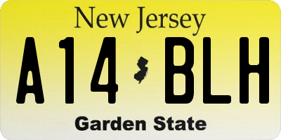 NJ license plate A14BLH