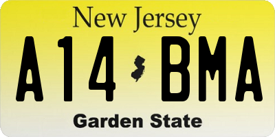 NJ license plate A14BMA