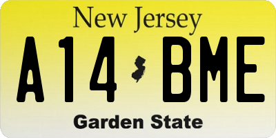 NJ license plate A14BME