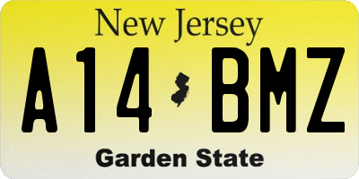 NJ license plate A14BMZ