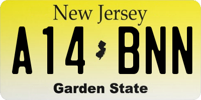 NJ license plate A14BNN