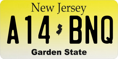 NJ license plate A14BNQ