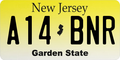 NJ license plate A14BNR