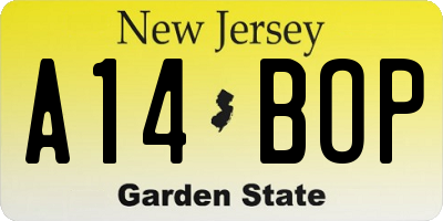 NJ license plate A14BOP