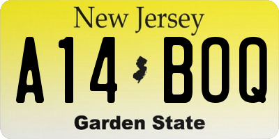 NJ license plate A14BOQ
