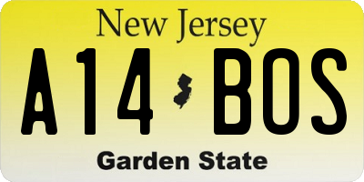 NJ license plate A14BOS