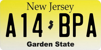 NJ license plate A14BPA