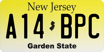 NJ license plate A14BPC
