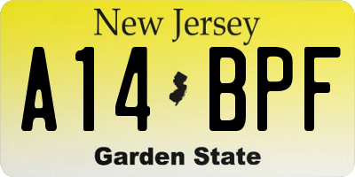 NJ license plate A14BPF