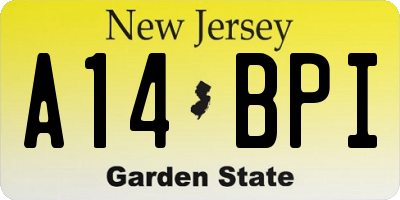 NJ license plate A14BPI
