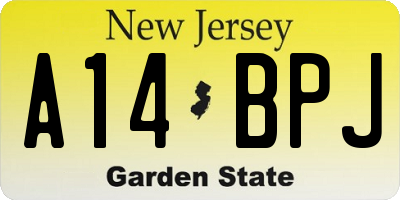 NJ license plate A14BPJ