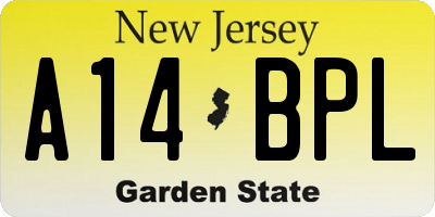 NJ license plate A14BPL