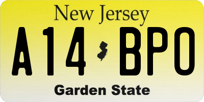 NJ license plate A14BPO