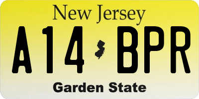 NJ license plate A14BPR