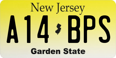 NJ license plate A14BPS
