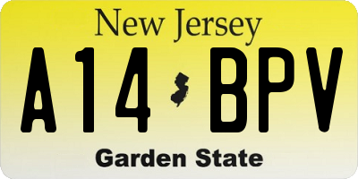 NJ license plate A14BPV