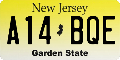 NJ license plate A14BQE