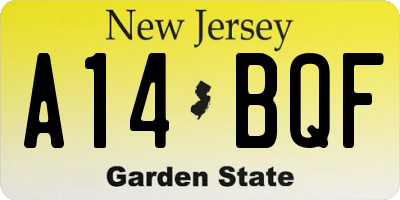 NJ license plate A14BQF