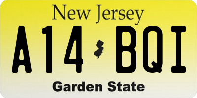 NJ license plate A14BQI