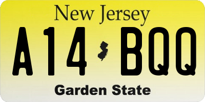 NJ license plate A14BQQ