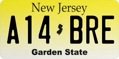 NJ license plate A14BRE