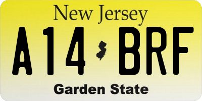 NJ license plate A14BRF